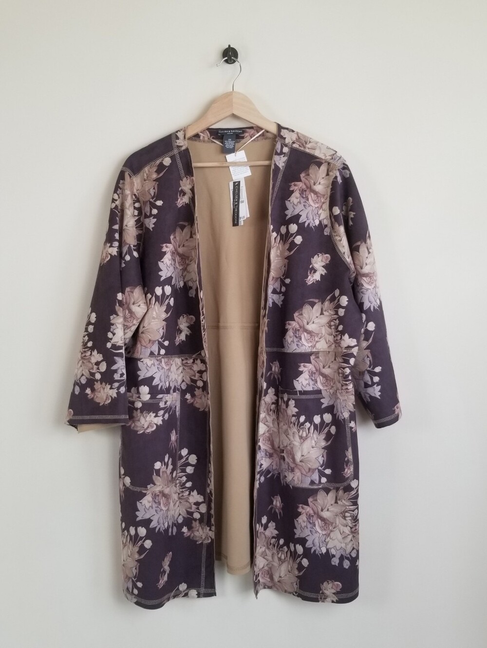 Chelsea & Theodore Faux Leather Open Front Jacket Size 2X NWT